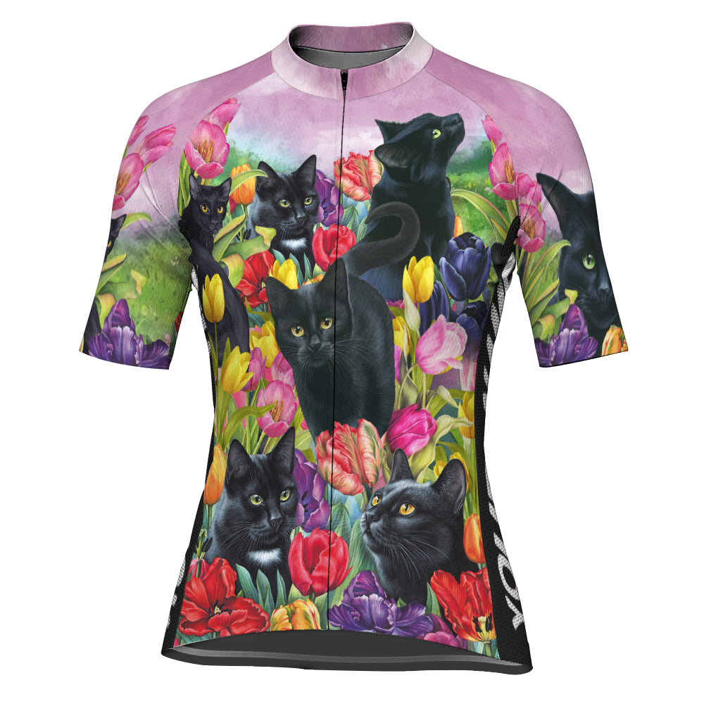 Customized Cat Short Sleeve Cycling Jersey for Women