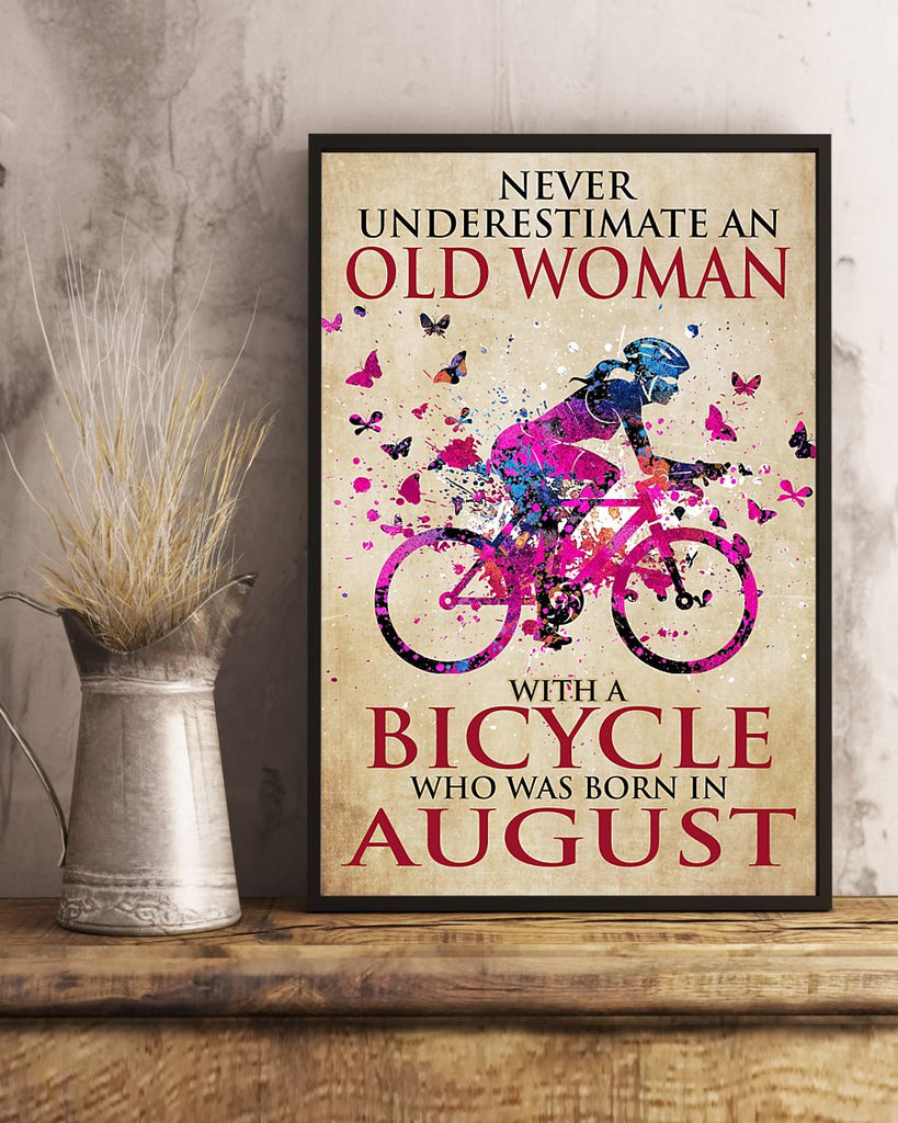 WaterColor Poster- Never Underestimate An Old Woman With A Bicycle
