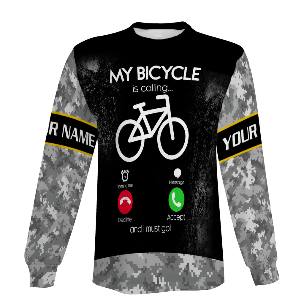 Personalized Cycling Jersey Men My Bicycle Is Calling Long Sleeve, Zip Up Hoodie and Hoodie