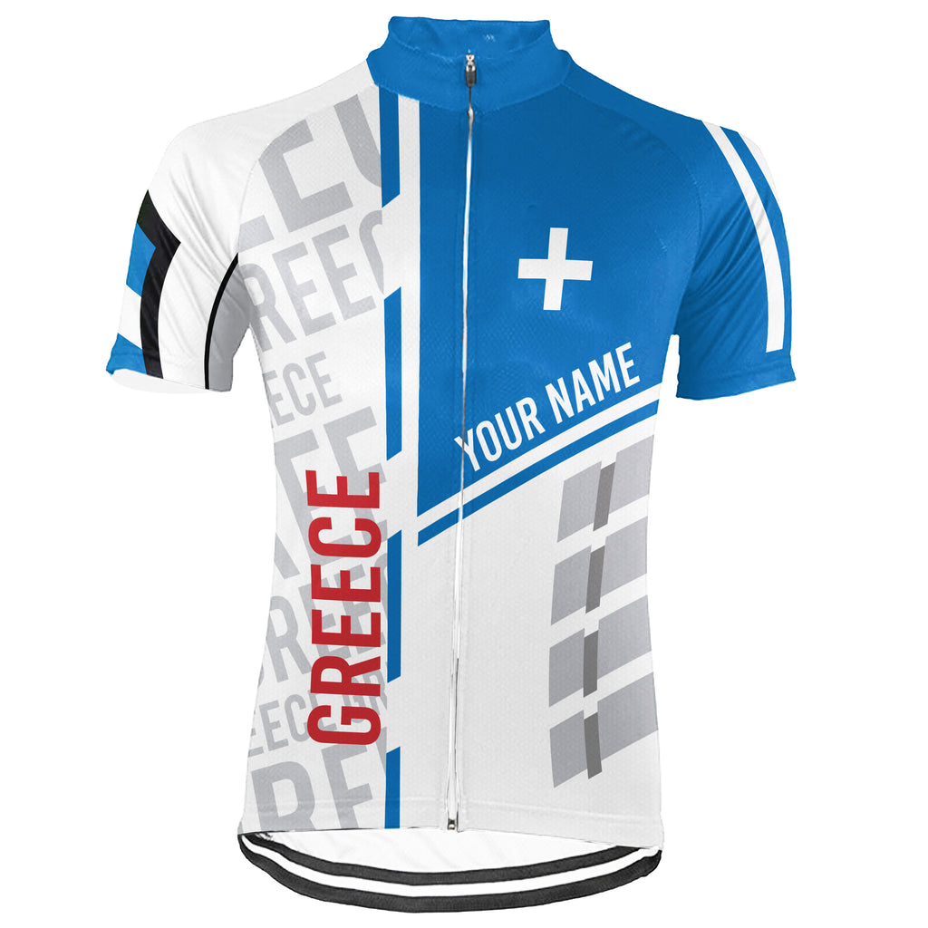 Customized Greece Short Sleeve Cycling Jersey for Men