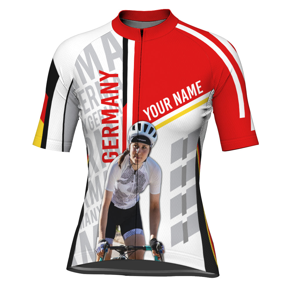 Customized Image Germany Short Sleeve Cycling Jersey for Women