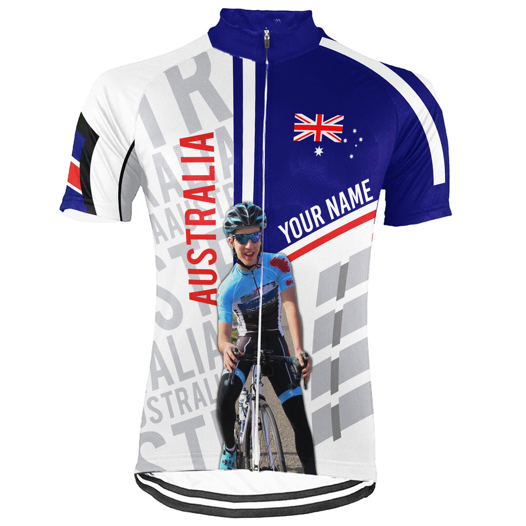Customized Image Australia Short Sleeve Cycling Jersey for Men
