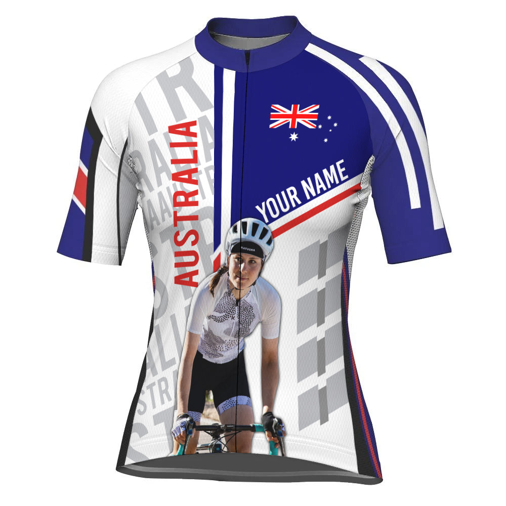 Customized Image Australia Short Sleeve Cycling Jersey for Women