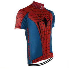 ぴーすけ Customized Spiderman Short Sleeve Cycling Jersey for Men