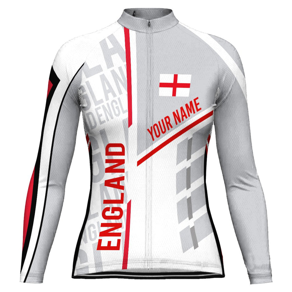 Customized England Winter Thermal Fleece Long Sleeve Cycling Jersey for Women