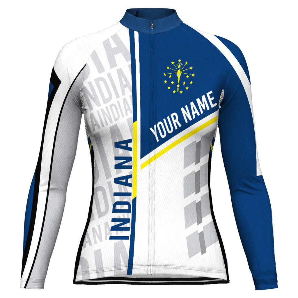 Customized Indiana Winter Thermal Fleece Long Sleeve Cycling Jersey for Women