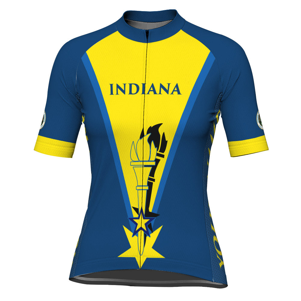 Customized Indiana Winter Thermal Fleece Short Sleeve Cycling Jersey for Women