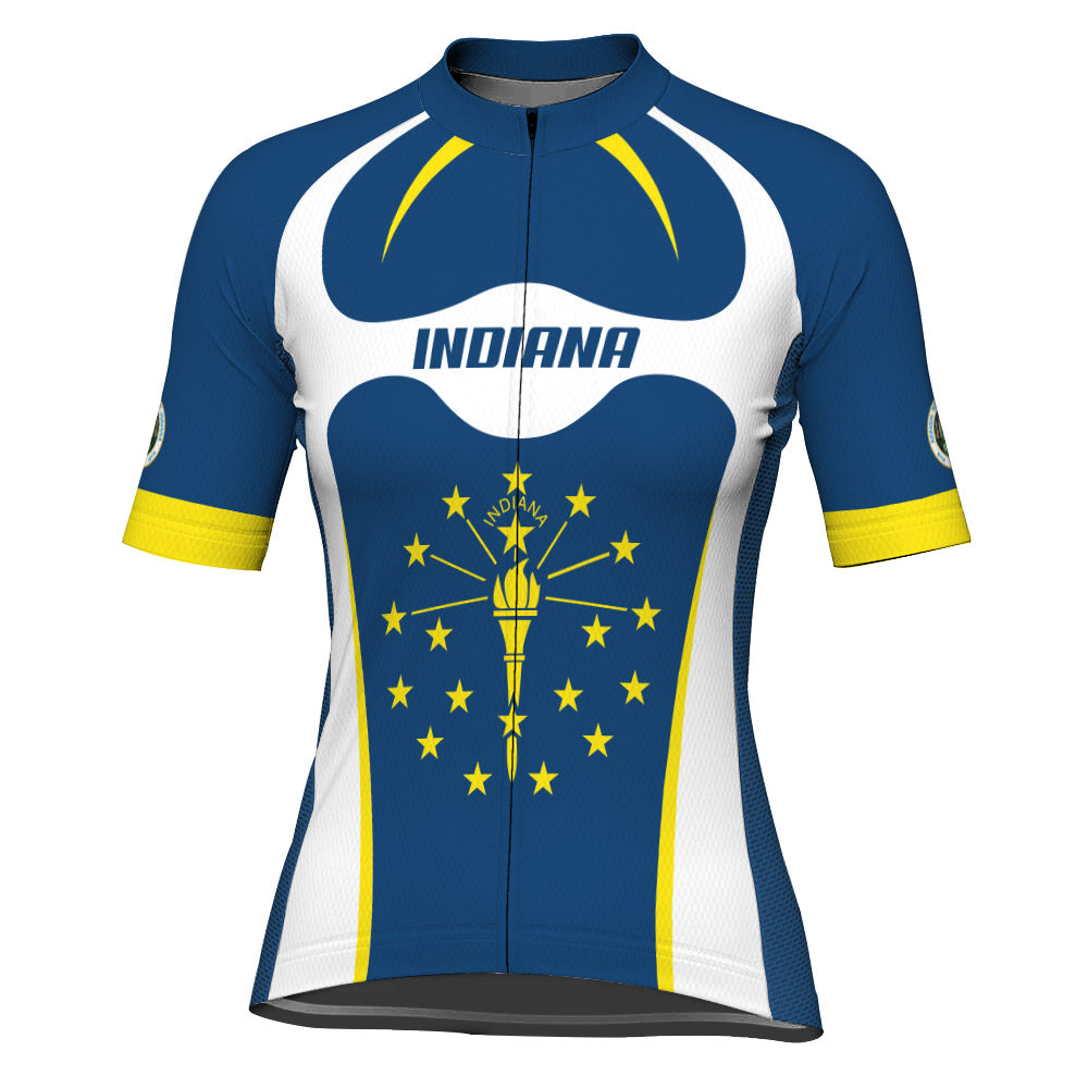Customized Indiana Winter Thermal Fleece Short Sleeve Cycling Jersey for Women