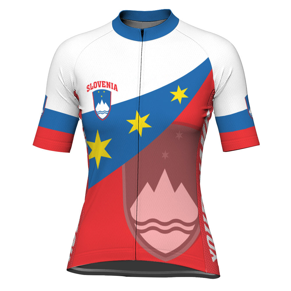 Customized Slovenia Winter Thermal Fleece Short Sleeve Cycling Jersey for Women