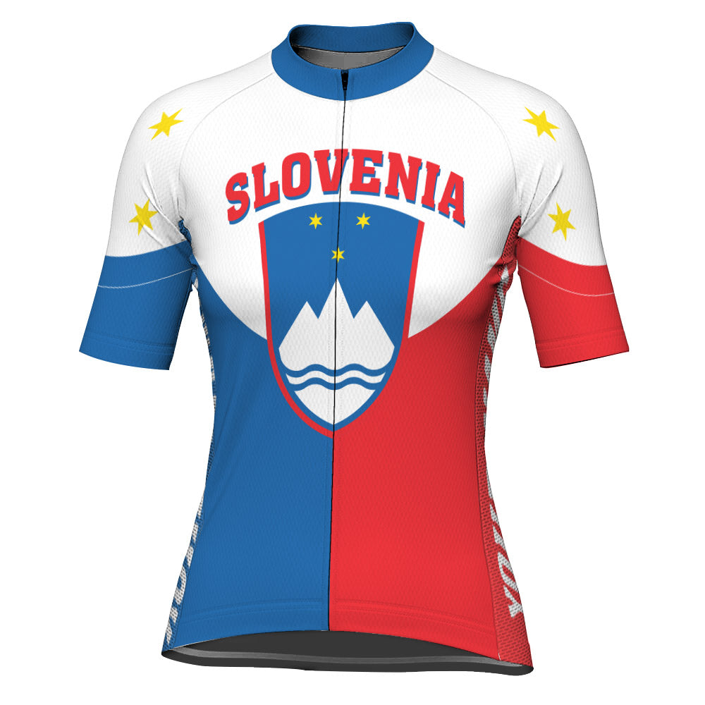 Customized Slovenia Winter Thermal Fleece Short Sleeve Cycling Jersey for Women