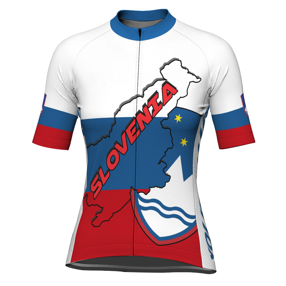 Customized Slovenia Winter Thermal Fleece Short Sleeve Cycling Jersey for Women