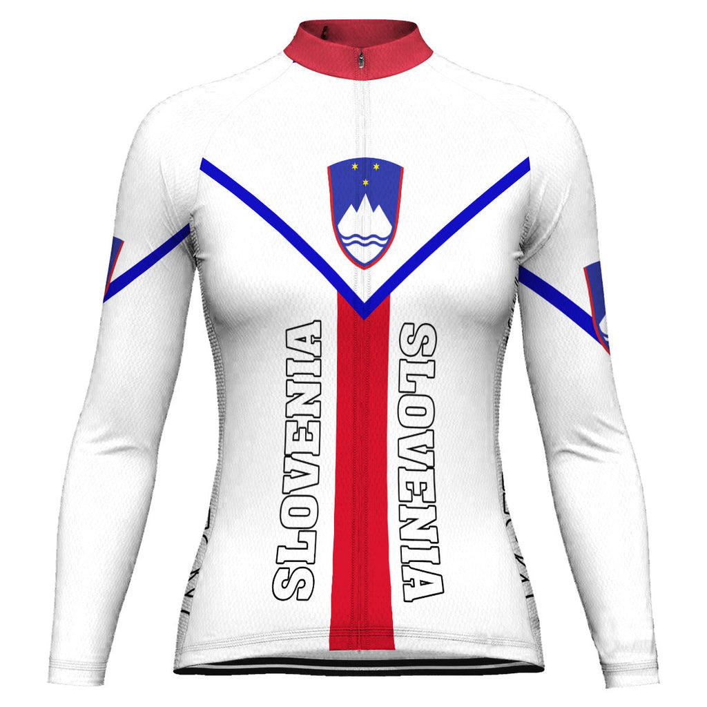 Customized Slovenia Winter Thermal Fleece Long Sleeve Cycling Jersey for Women