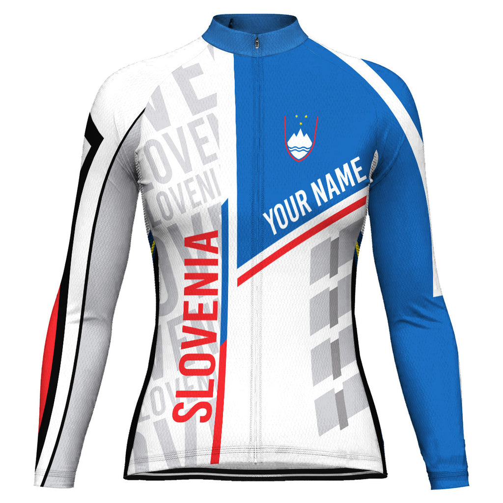 Customized Slovenia Winter Thermal Fleece Long Sleeve Cycling Jersey for Women