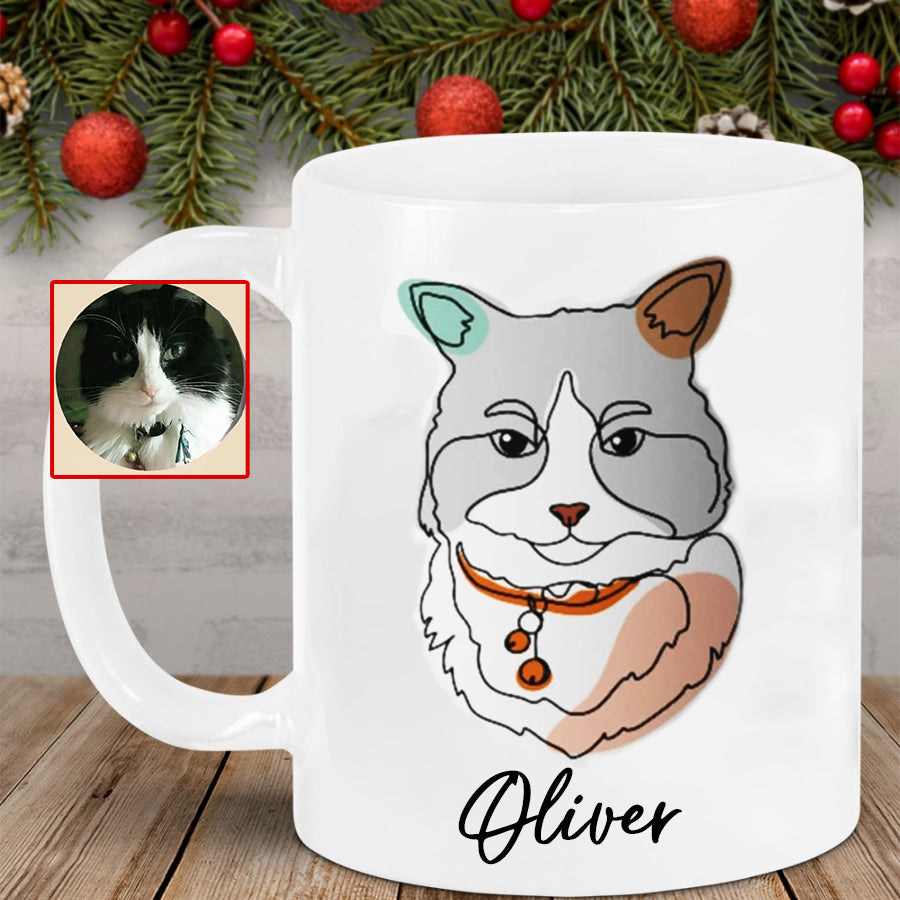 Personalized Image Christmas Mug- Cat Mug