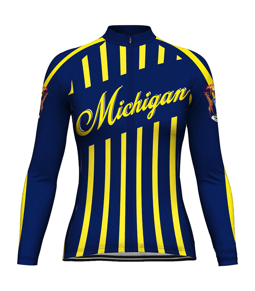 Customized Michigan Long Sleeve Cycling Jersey For Women