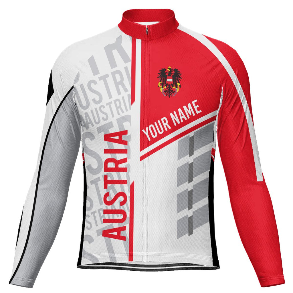 Customized Austria Winter Thermal Fleece Long Sleeve Cycling Jersey for Men