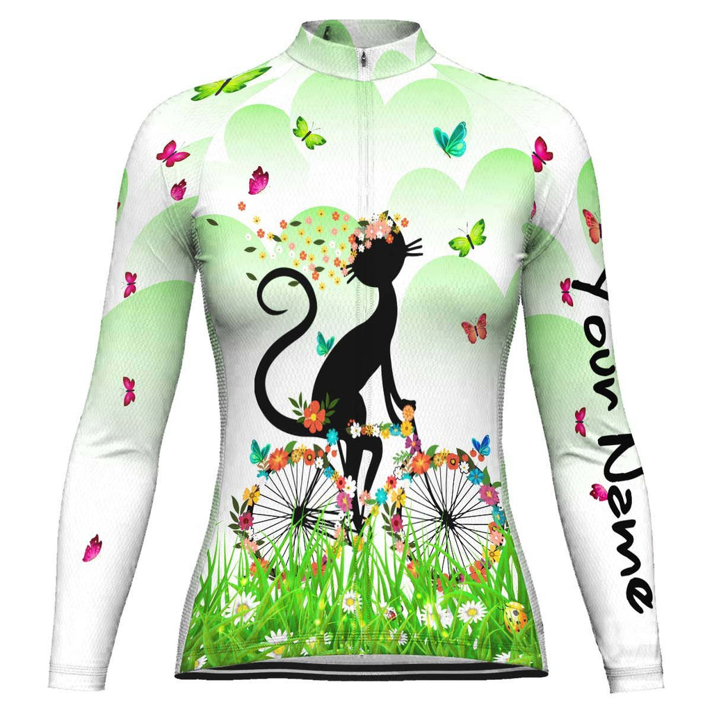 Customized Cat Long Sleeve Cycling Jersey for Women