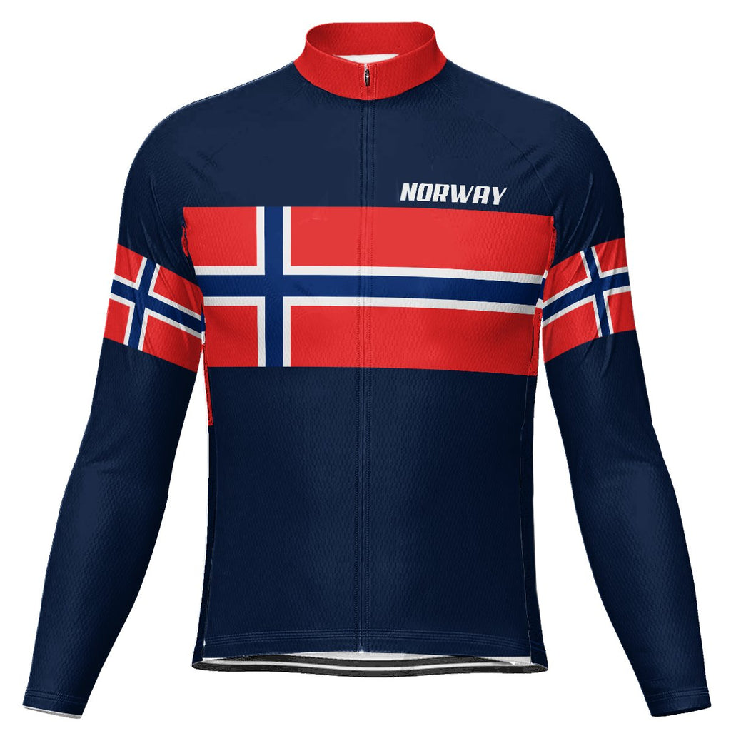 Customized Norway Winter Thermal Fleece Long Sleeve Cycling Jersey for Men