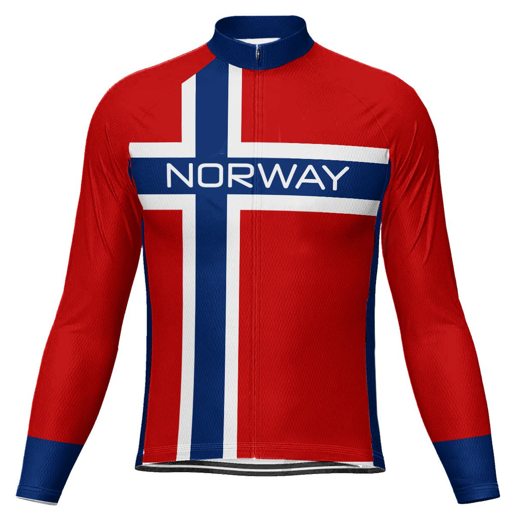 Customized Norway Winter Thermal Fleece Long Sleeve Cycling Jersey for Men
