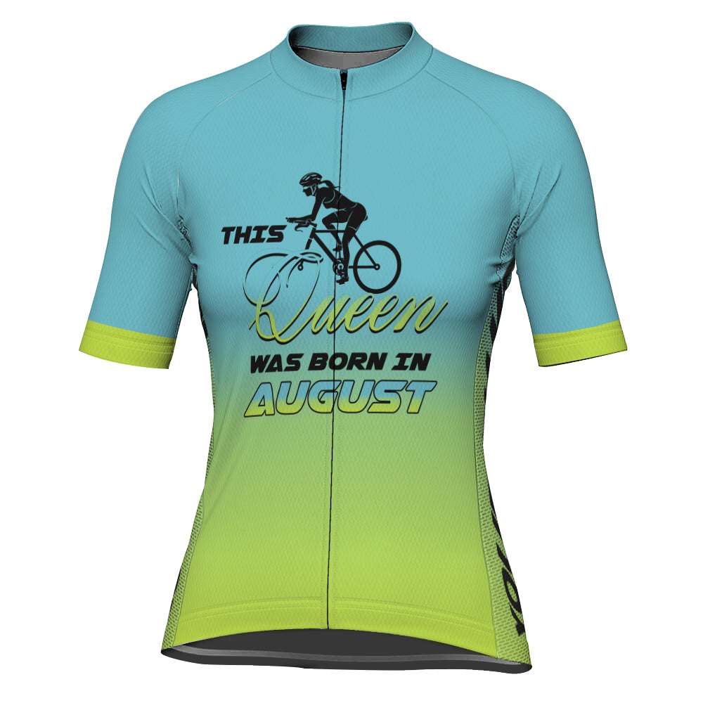 Customized Short Sleeve Cycling Jersey for Women- This Queen Was Born In August