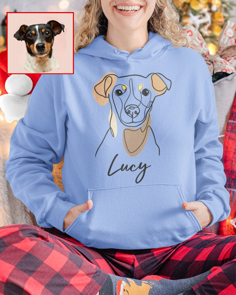 Custom Hand-Drawn Dog Pet Photo T-Shirt, Long Sleeve, Hoodie-Coffee Jersey With Name
