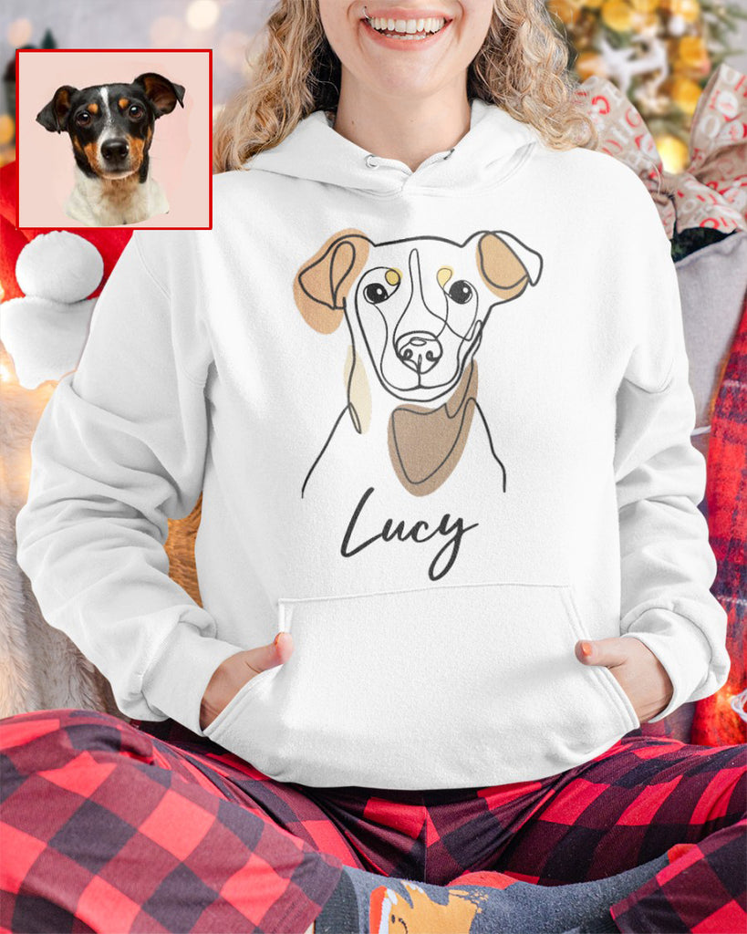 Custom Hand-Drawn Dog Pet Photo T-Shirt, Long Sleeve, Hoodie-Coffee Jersey With Name