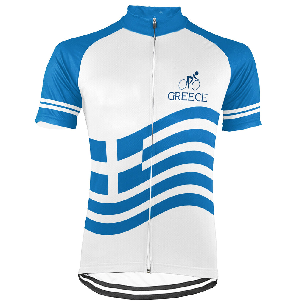 Customized Greece Winter Thermal Fleece Short Sleeve Cycling Jersey for Men