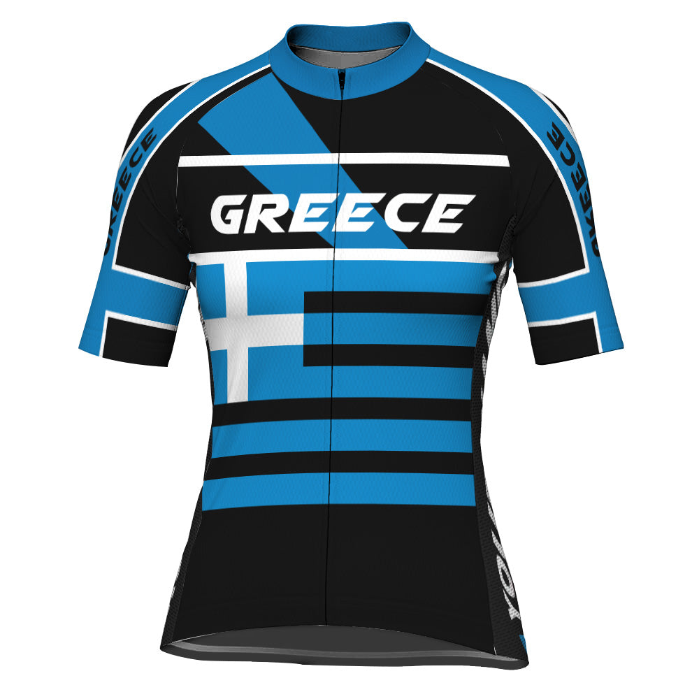Customized Greece Winter Thermal Fleece Short Sleeve Cycling Jersey for Women