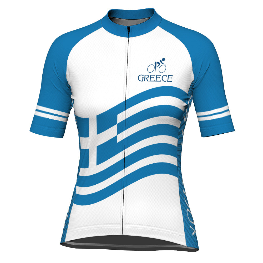Customized Greece Short Sleeve Cycling Jersey for Women
