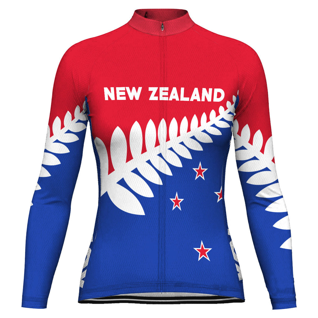 Customized New Zealand Winter Thermal Fleece Long Sleeve Cycling Jersey for Women