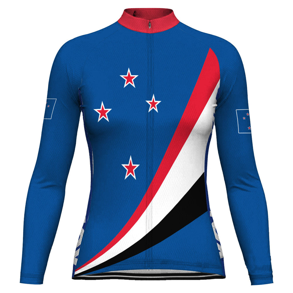 Customized New Zealand Winter Thermal Fleece Long Sleeve Cycling Jersey for Women