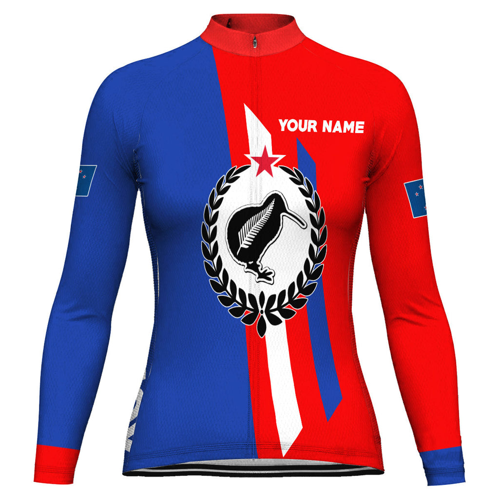 Customized New Zealand Winter Thermal Fleece Long Sleeve Cycling Jersey for Women