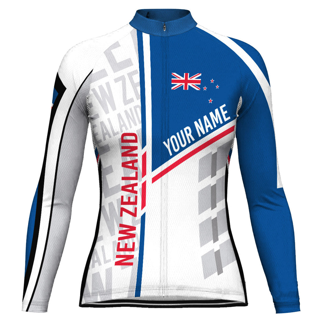 Customized New Zealand Winter Thermal Fleece Long Sleeve Cycling Jersey for Women