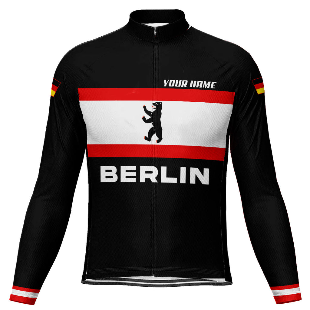 Customized Berlin Winter Thermal Fleece Long Sleeve Cycling Jersey for Men