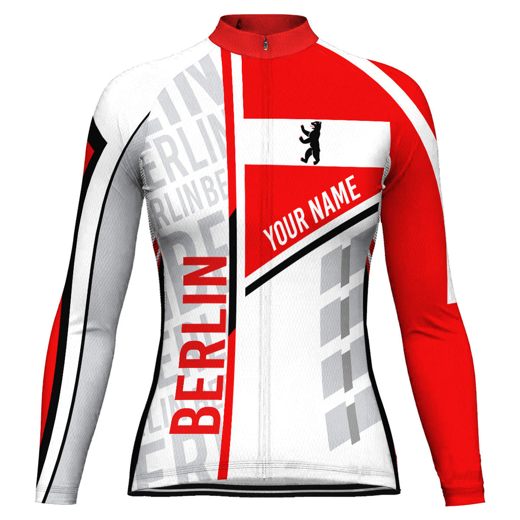 Customized Berlin Winter Thermal Fleece Long Sleeve Cycling Jersey for Women