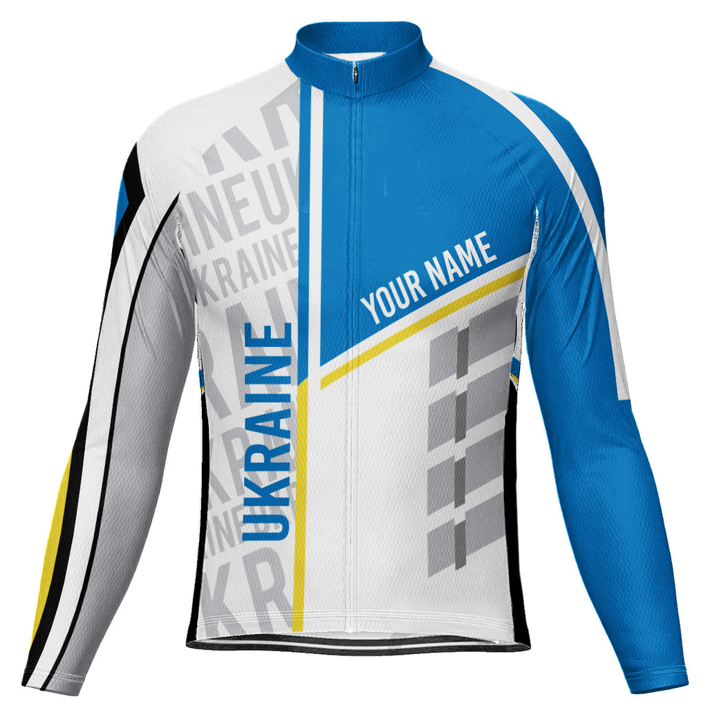 Customized Ukraine Winter Thermal Fleece Long Sleeve Cycling Jersey for Men