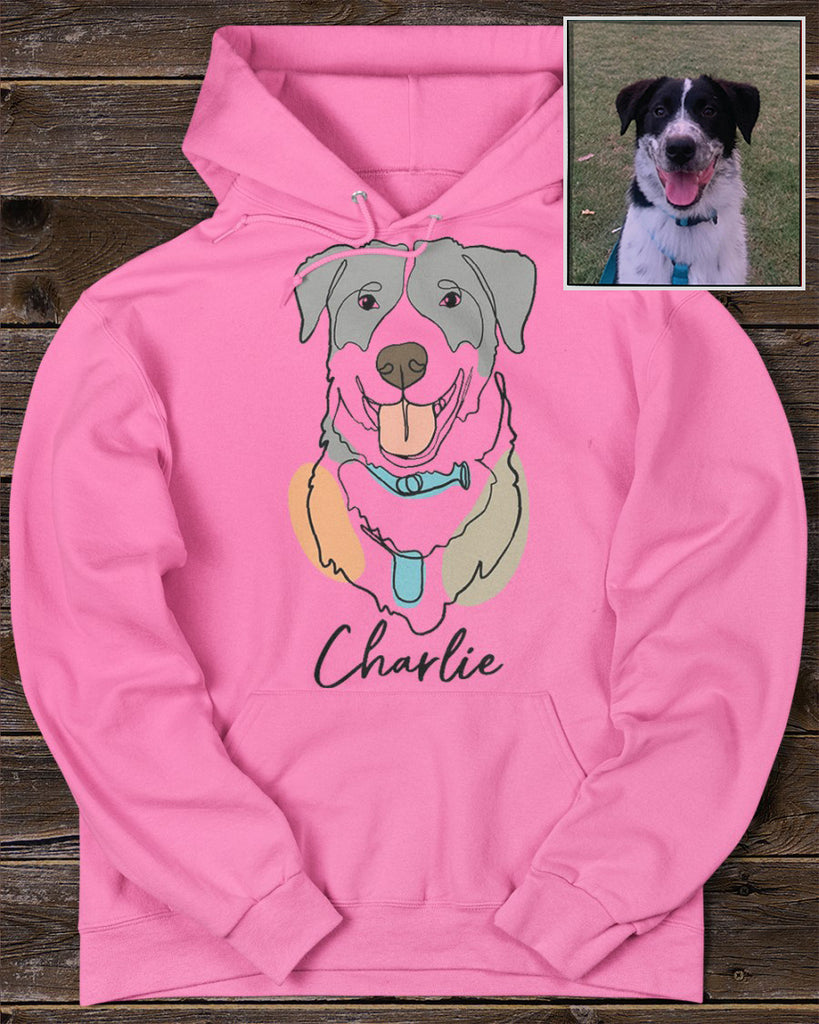 Custom Hand-Drawn Dog Pet Photo T-Shirt, Long Sleeve, Hoodie-Coffee Jersey With Name