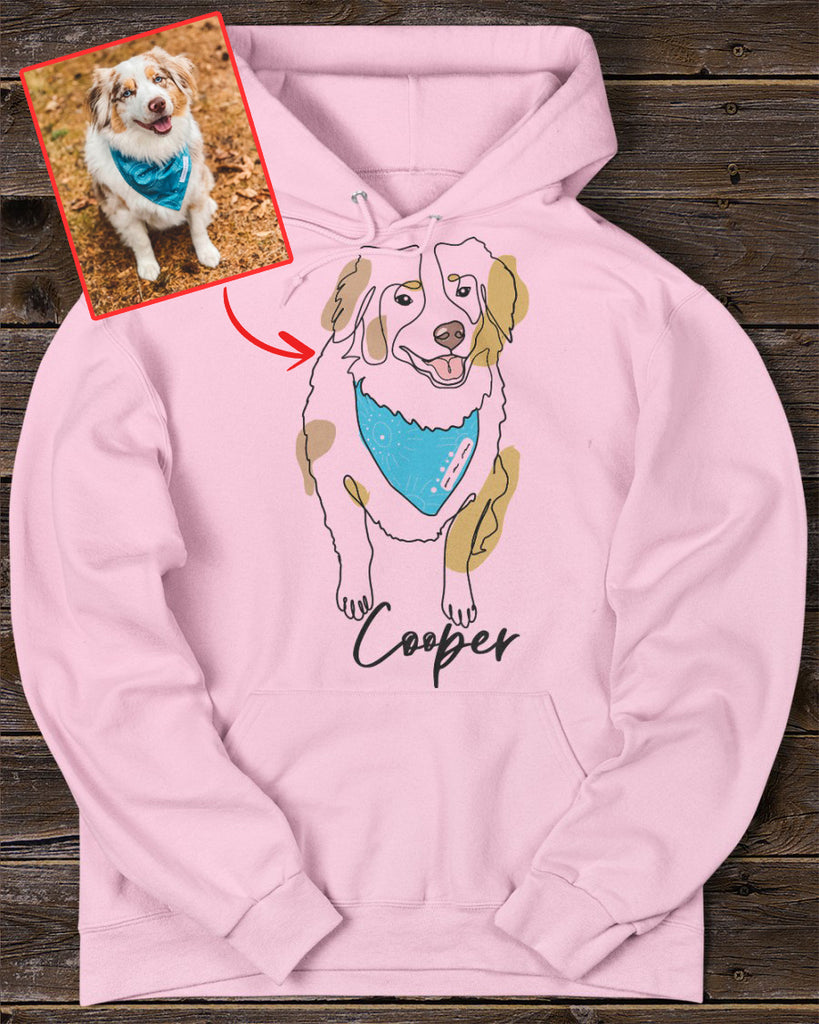 Custom Hand-Drawn Dog Pet Photo T-Shirt, Long Sleeve, Hoodie-Coffee Jersey With Name