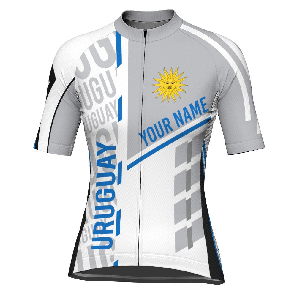 Customized Uruguay Winter Thermal Fleece Short Sleeve Cycling Jersey for Women