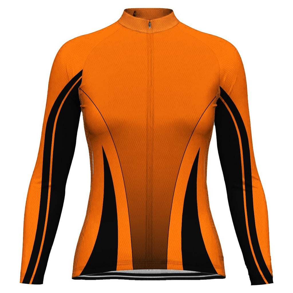 Orange Long Sleeve Cycling Jersey for Women