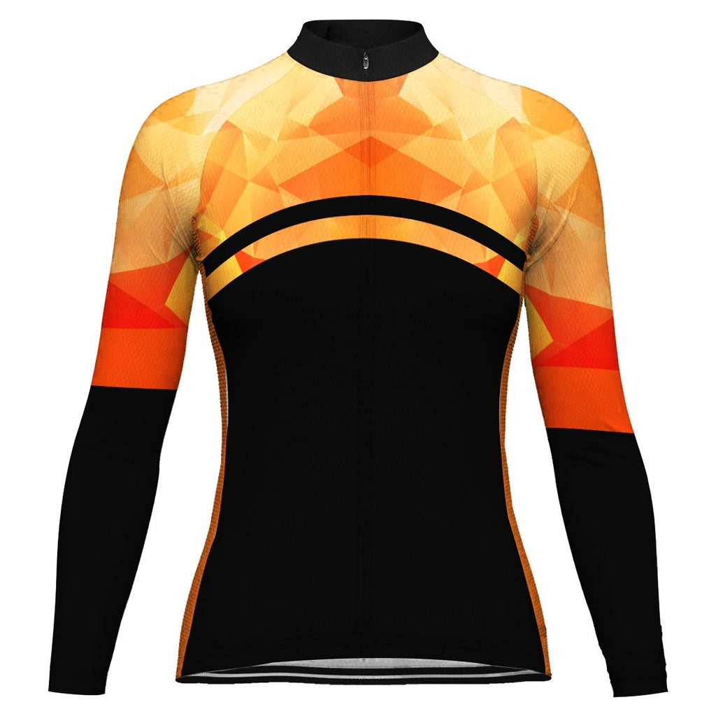 Orange Long Sleeve Cycling Jersey for Women