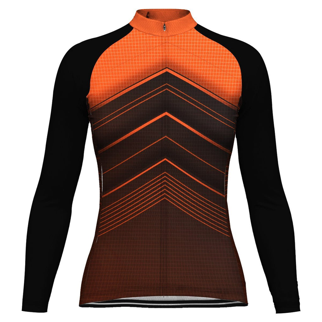 Orange Long Sleeve Cycling Jersey for Women