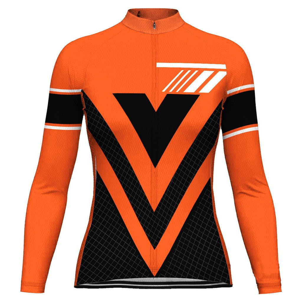 Orange Long Sleeve Cycling Jersey for Women