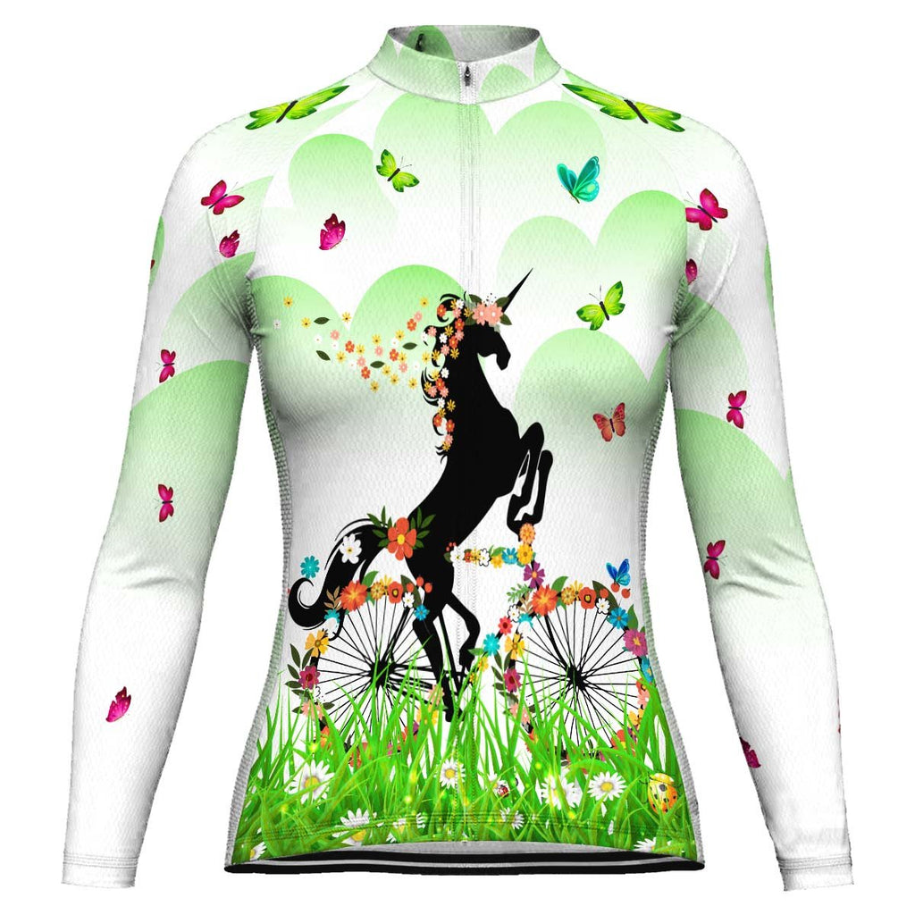 Colorful Unicorn Long Sleeve Cycling Jersey for Women