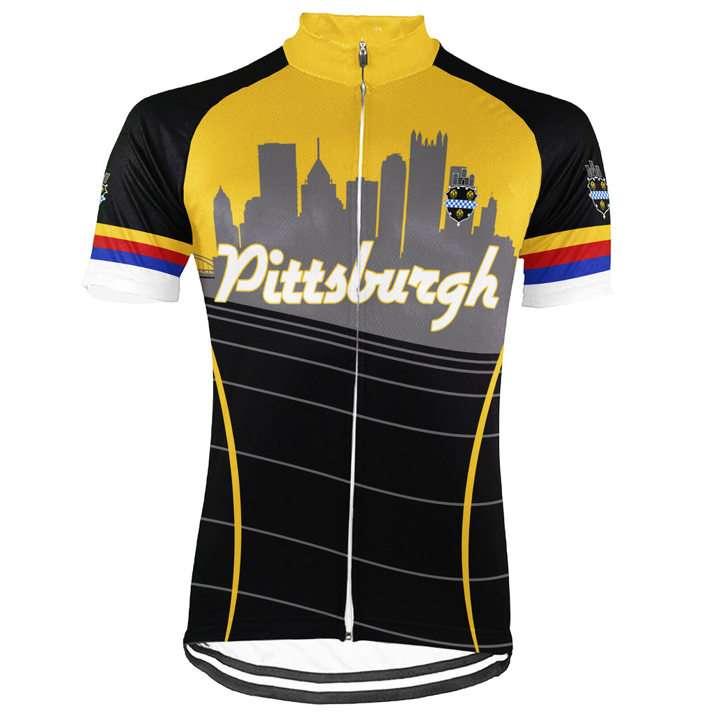 Customized Pittsburgh Winter Thermal Fleece Short Sleeve Cycling Jersey for Men