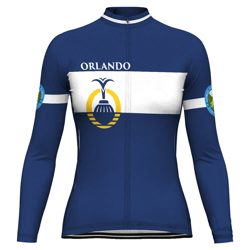 Customized Orlando Winter Thermal Fleece Long Sleeve Cycling Jersey for Women