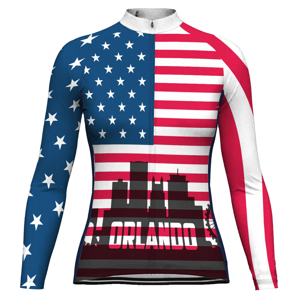 Customized Orlando Winter Thermal Fleece Long Sleeve Cycling Jersey for Women