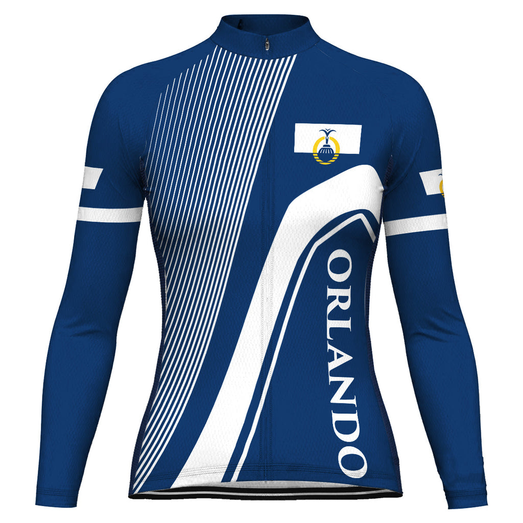 Customized Orlando Winter Thermal Fleece Long Sleeve Cycling Jersey for Women