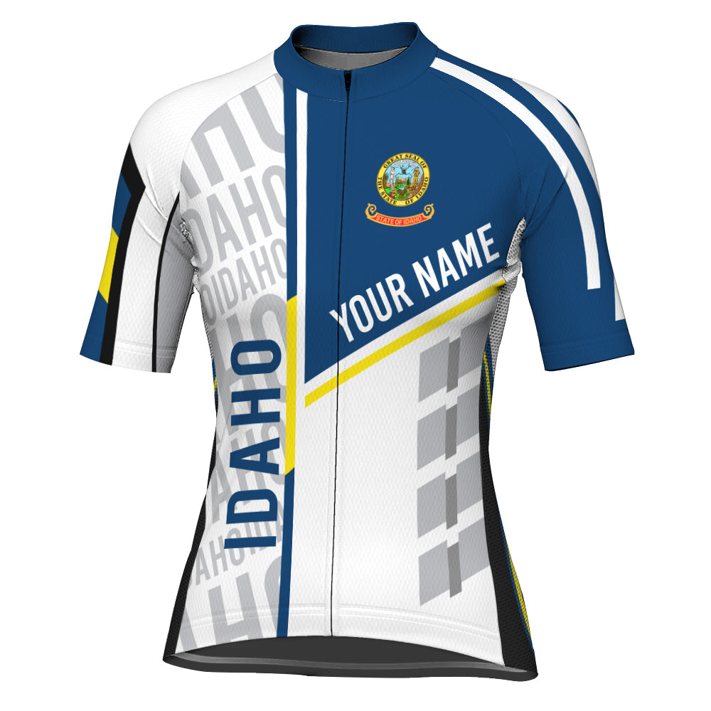 Customized Idaho Winter Thermal Fleece Short Sleeve Cycling Jersey for Women