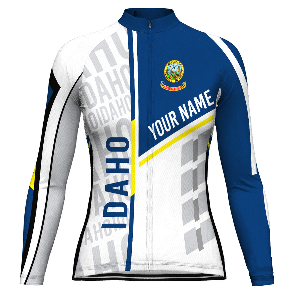 Customized Idaho Winter Thermal Fleece Long Sleeve Cycling Jersey for Women